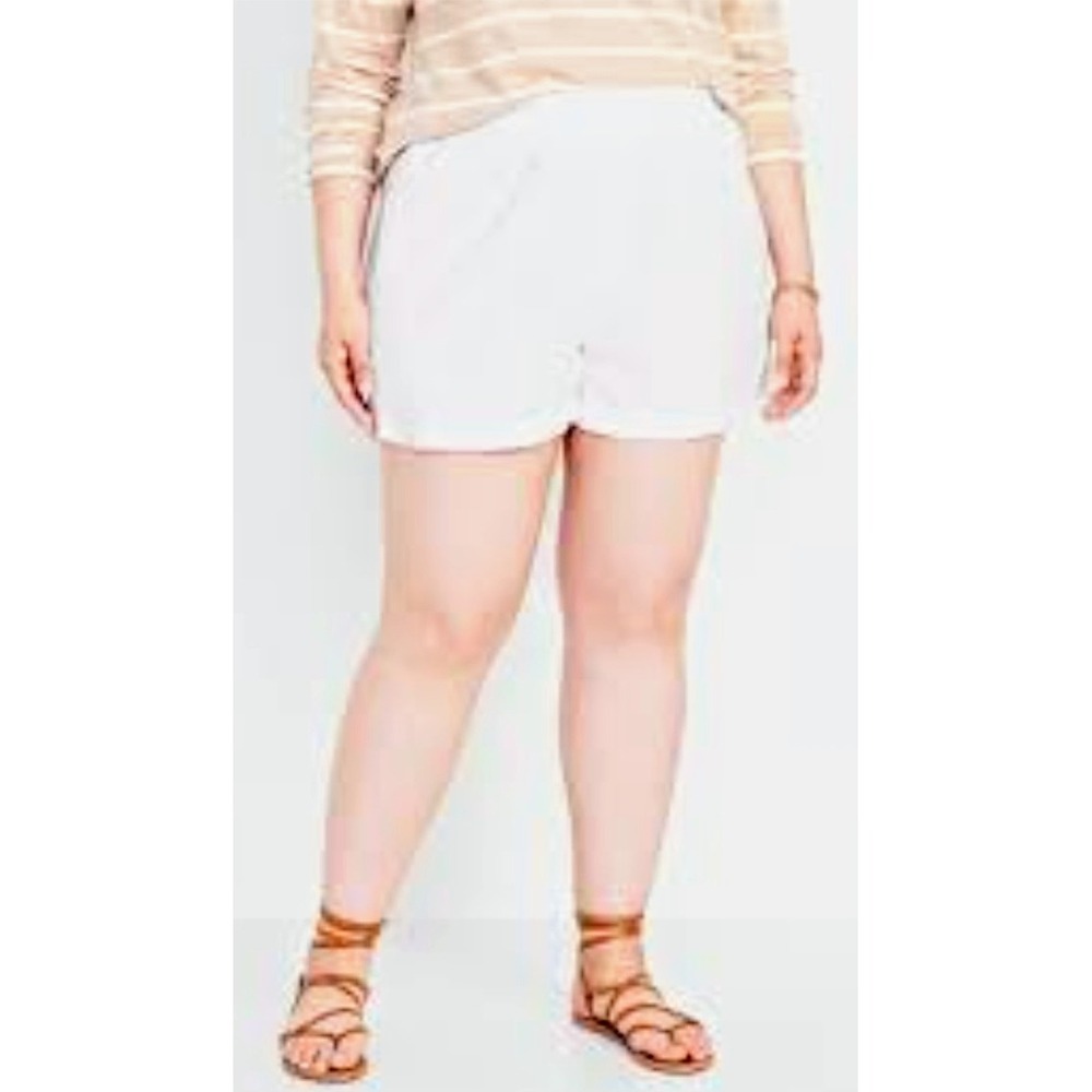 Old Navy Linen Blend Shorts White Casual Summer Pockets Plus Size 4X NWOT